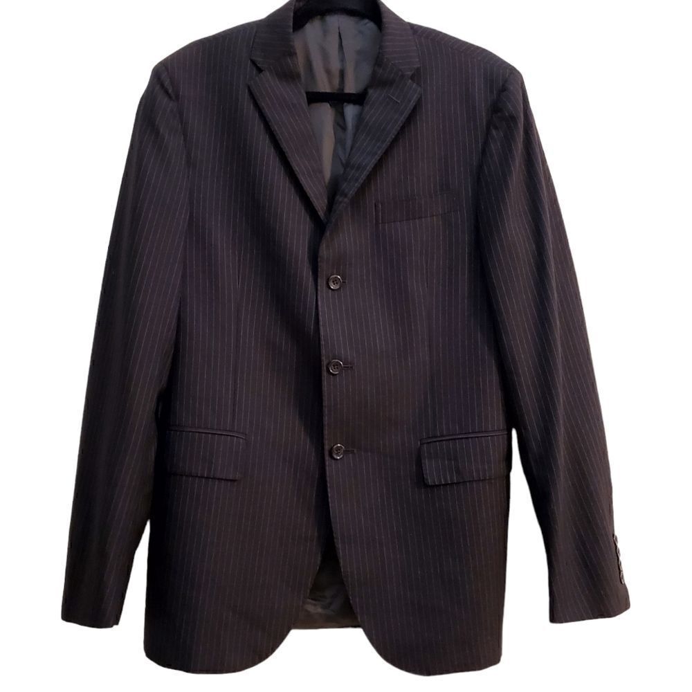 Polo Ralph Lauren Mens 3 Button Black Pinstripe Blazer Size 40R Extra Fine Wool